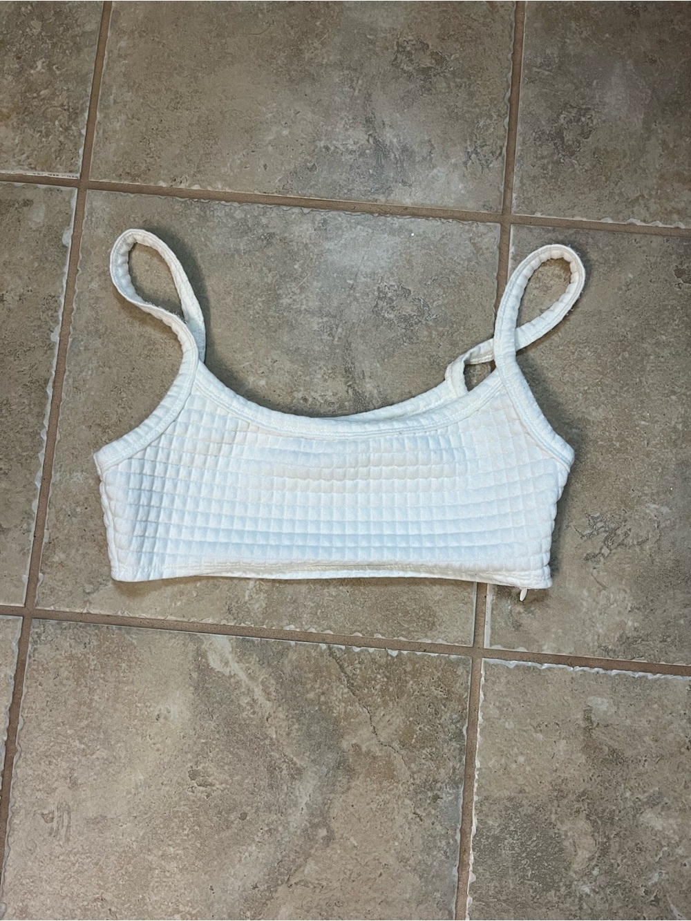 Princess Polly White Textured Cropped Tank